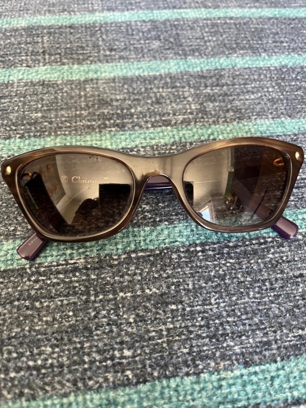 Dior Brown Gradient Lenses with Purple Temple Arms Sunglasses